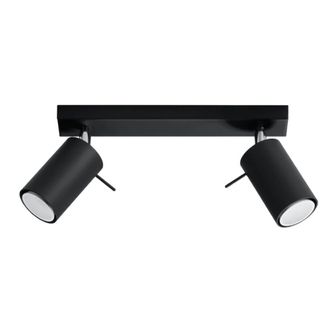 Wonderlamp L&aacute;mpara de techo negro 2 focos cil&iacute;ndricos estilo industrial