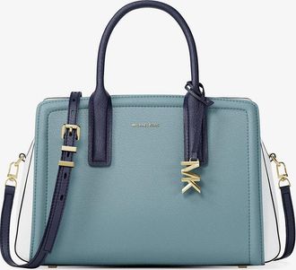 Michael Kors Laila Medium Color-Block Pebbled Leather Satchel