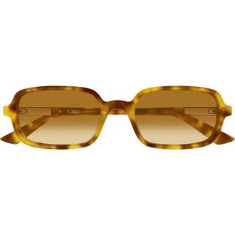 Chlo&eacute; 53mm Gradient Rectangular Sunglasses in Havana at Nordstrom