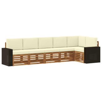 vidaXL Conjunto De Sof&aacute; Seccional Con Coj&iacute;n 6 Pcs Natural Y Crema Vidaxl