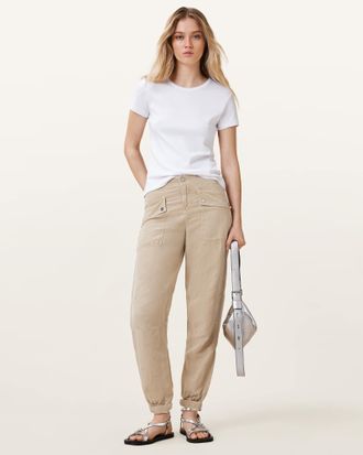 AllSaints Val High-Rise Cargo Linen Blend Pants