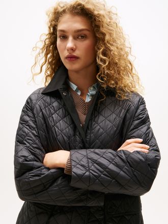 Tommy Hilfiger Steppmantel TOMMY HILFIGER PADDED NYLON REG QUILTED COAT, Damen, Gr. XXL (44), schwarz, Steppware, Obermaterial: 100% Polyamid, unifarben, regular fit