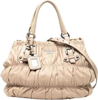 Prada Pre-owned Handbags, female, Beige, Size: ONE SIZE Pre-owned Leather Handbag