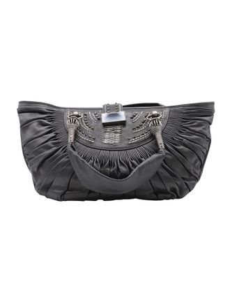 Dior Pre-owned Womens Pleated Pliss&eacute; Tote in Black Leather Lamb Leather - One Size