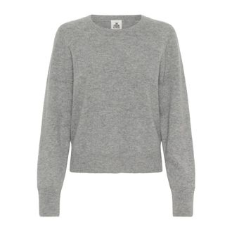 Karen by Simonsen Rondgebreide trui - Dames - Ronde hals truien - Grijs - XS - Leer - Truien & Vesten