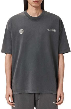 AllSaints Emblem Cotton Graphic T-Shirt in Washed Black at Nordstrom, Size Xx-Large