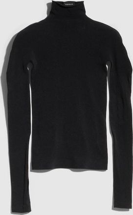Gucci Seamless Stretch Nylon Jersey Top, Black, Ready-to-wear