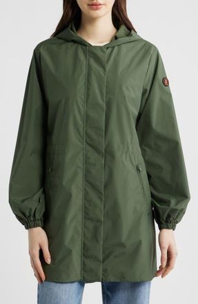 Save The Duck Fleur Water Resistant Hooded Raincoat in Thyme Green at Nordstrom, Size 4