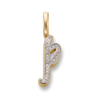 Monica Vinader Gold Alphabet P Diamond Pendant Charm Diamond