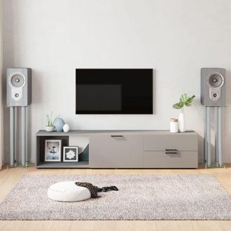 vidaXL Vidaxl - Soportes De Altavoces 2 Uds Vidrio Templado Plateado 4 Pilares