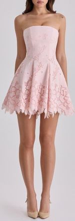 House of CB Jemma Cutout Strapless Fit & Flare Dress in Pink at Nordstrom, Size X-Small