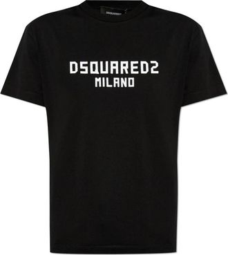 Dsquared2 T-shirt met Velvet-Finish Logo - Dames - T-shirts - Zwart - XS - Katoen - Tops