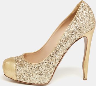 Nicholas Kirkwood Gold Glitter And Leather Cap-Toe Pumps