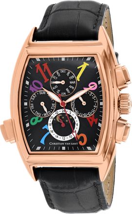 Christian Van Sant Mens Grandeur Black Rectangle 45mm