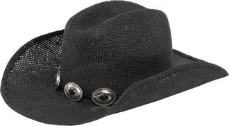San Diego Hat Company Cattlemans Crease Woven Straw Cowboy Hat in Black at Nordstrom