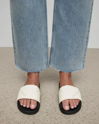 AllSaints Neoprene Bell Quilted Leather Sliders, Size: UK 3/US 6/EU 36