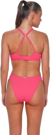 Sunsets Dora Double Tab Bikini Swim Bottoms in Posy Pink Crepe at Nordstrom, Size X-Large