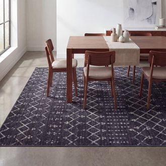 Jonathan Y Designs Leila Moroccan Diamond Trellis Non-Slip Machine-Washable Area Rug in Dark Gray/ivory at Nordstrom, Size 5Ft 0In X 8Ft 0In
