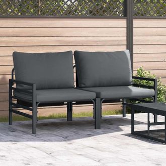 vidaXL Muebles De Exterior Con Coj&iacute;n Con Almohada Antracita Acero