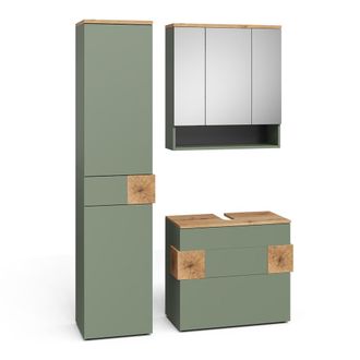 Vicco Juego De Muebles De Ba&ntilde;o De 3 Piezas Eden, Verde/artesano, 3 Partes, Vicco