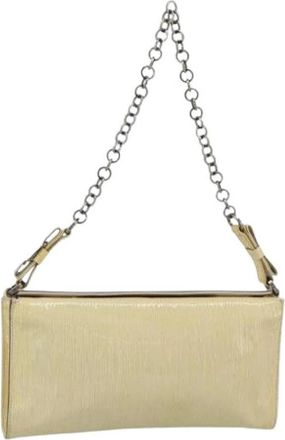 Ferragamo Pre-owned Patent Leather Shoulder Bag - Dames - Vintage Schoudertas - Beige - ONE Size - Leer - Vintage