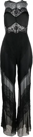 Alberta Ferretti lace-panelled silk jumpsuit - women - Silk/Acetate/Spandex/Elastane/Silk/Polyamide/Cotton - 40 - Black