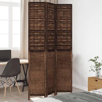 Berkfield Home Room Divider 3 Panels Dark Brown Solid Wood Paulownia