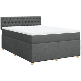 vidaXL Cama Box Spring Con Colch&oacute;n Tela Gris Oscuro 140x200 Cm Vidaxl