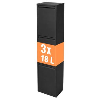 Relaxdays Relaxdays Pattumiera, 3 Scomparti, 3x18 L, Apribile, Secchi Estraibili, Metallo, Da Terra O A Parete, Nero