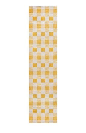 Jonathan Y Designs Darcy Traditional Geometric Bold Gingham Indoor/Outdoor Area Rug in Yellow/cream at Nordstrom, Size 2Ft 0In X 8Ft 0In