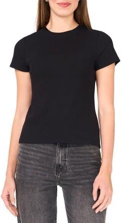 Halogen Rib Stretch Cotton T-Shirt in Rich Black at Nordstrom Rack, Size X-Small