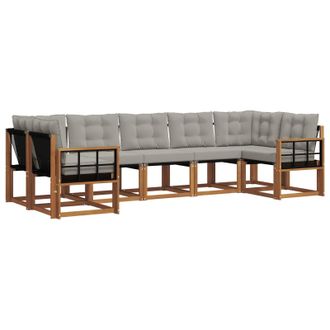 vidaXL Conjunto De Sof&aacute;s De Exterior 7 Pcs Gris Natural Y Claro Vidaxl