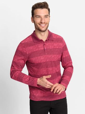 Catamaran Poloshirt CATAMARAN Langarm-Poloshirt, Herren, Gr. 52/54, rot (bordeaux, kirsche), 100% Baumwolle, gemustert, gestreift, Shirts Poloshirt