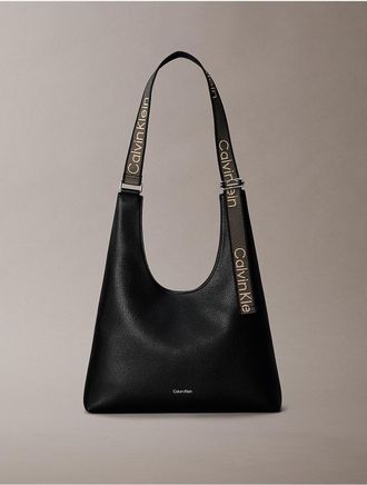 Calvin Klein Womens Logo Strap Shoulder Bag - Black