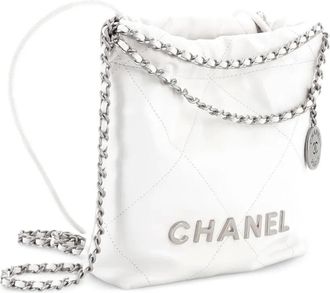 Chanel 22 Chain gewatteerde kalfsleren mini-crossbodytas - Wit