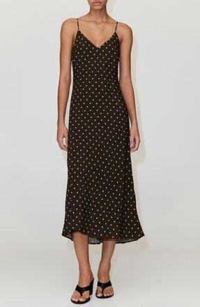 Mango Printed V-Neck Slipdress in Chocolate at Nordstrom, Size 2
