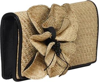 Anne Fontaine Raffia Flower Shoulder Bag in Natural at Nordstrom