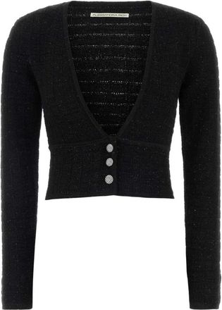 Alessandra Rich Sequin Knit Crop Cardigan - female - Alessandra Rich - Cardigans - Black - 2XS - Knitwear