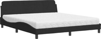 vidaXL Cama Con Colch&oacute;n Terciopelo Negro 180x200 Cm Vidaxl
