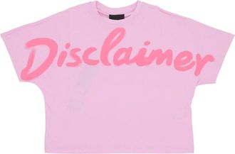 Disclaimer Roze Crop Tee met Groot Logo - Dames - T-shirts - Roze - S - Katoen - Tops
