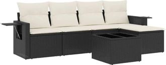 vidaXL Vidaxl - Set De Sof&aacute;s De Jard&iacute;n 6 Piezas Y Cojines Rat&aacute;n Sint&eacute;tico Negro