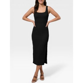 Rachel Roy Emi Sleeveless Pucker Knit Midi Dress in Black at Nordstrom, Size Xx-Large
