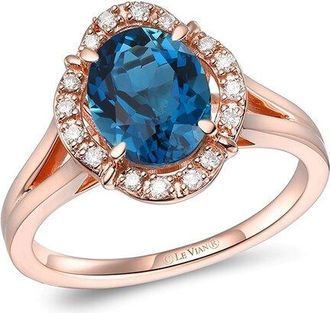 Le Vian Tranquility 14K Rose Gold 1.91 Ct. Tw. Diamond & London Blue Topaz Cocktail Ring