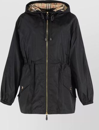 Burberry hooded nylon windbreaker jacket