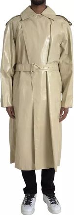 Bottega Veneta Beige Lambskin Leather Trench Coat Mens Jacket