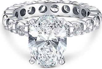 Pompeii3 5 Ct TW Oval Diamond Eternity Engagement Ring 14k White Gold Lab Grown