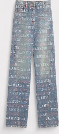 Lanvin Mens Lanvin X Future Straight Fit Printed Pants For Men Blue - Size: 30W