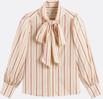 Suncoo Gestreepte blouse met lavalli&egrave;rekraag, LIPS