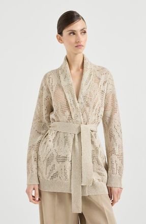 Brunello Cucinelli Dazzling water lilies cardigan in Beige at Nordstrom, Size Xx-Large Eu