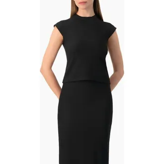 Ivonne Stretch Knit Mock-Neck Sleeveless Fitted Top in Black at Nordstrom, Size Medium